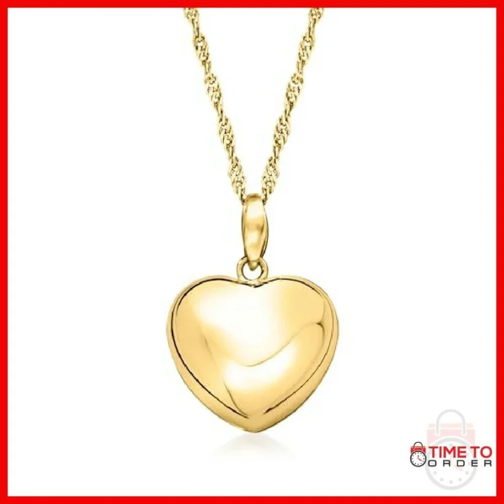 18kt Gold Over Sterling Puffed Heart Pendant Necklace with Lobster Clasp